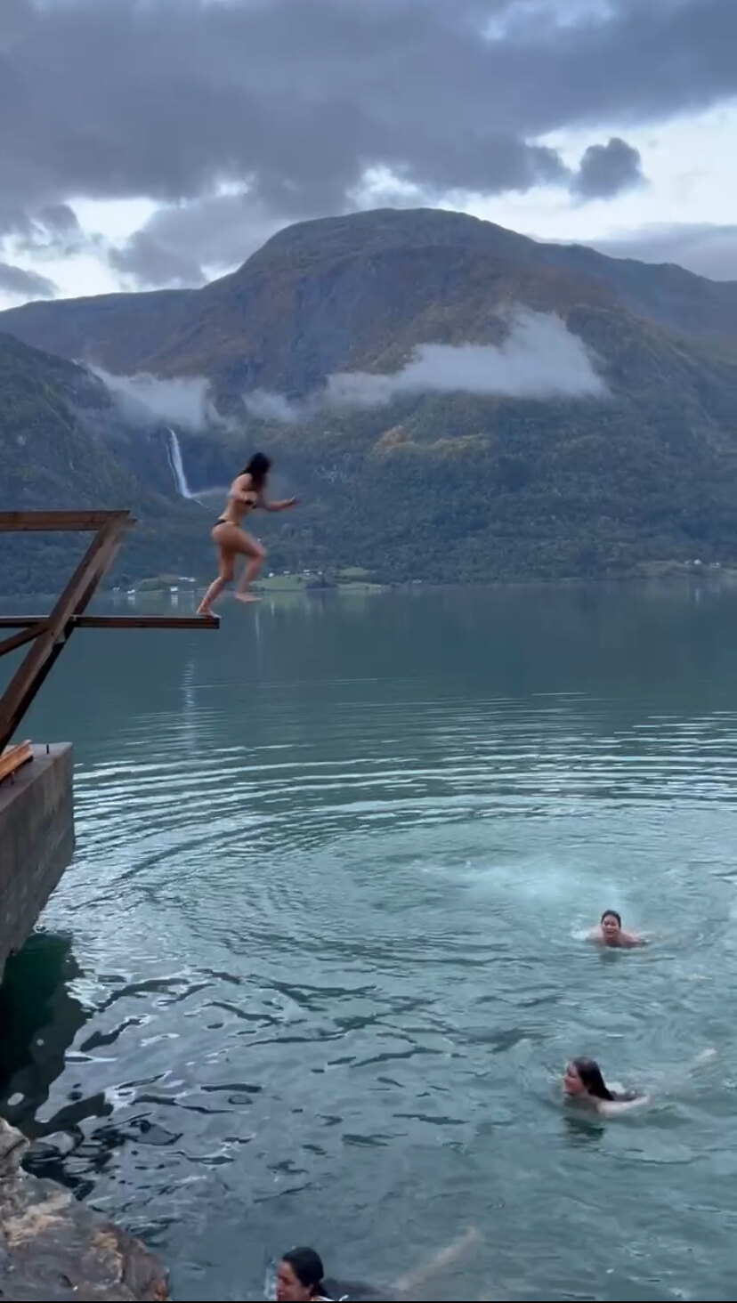 Diving into a Norwegian fjord